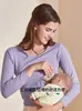 Ropa interior térmica de maternidad para otoño e invierno, Ropa térmica posparto, Ropa de dormir para lactancia en casa, Camiseta de capa base