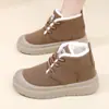 Dropshipping Internacional Novo Inverno 2025 Botas de Neve Femininas de Veludo, Antiderrapantes, Confortáveis Sapatos de Algodão com Bico Redondo, Solas Grossas que Não Cansam os Pés