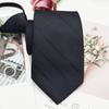 Corbata con cremallera para hombre, formal, de negocios, de 8 cm, fácil de tirar, sin corbata, con rayas rojas y negras.