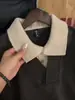 Suéter de Punto Patchwork de Dos Piezas Falsas Estilo Americano con Cuello para Hombre, Suéter Pulóver Simple Versátil de Color Sólido Estilo Coreano para Otoño e Invierno
