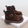 Nuevas Botas Martin con Forro de Felpa Otoño/Invierno Estilo Británico Botas Cortas para Niñas Suela Suave Antideslizantes Cálidas Botas de Algodón para Niños Medianos y Mayores