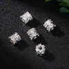Accesorios de color oro de 18 quilates incrustados con cuentas de circonita de colores, microincrustaciones de circonita, cuentas tipo barril con agujero grande, accesorios para pulseras DIY hechos a mano