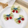 Lazo de Cereza Tejido de Dibujos Animados Lazo de Tela de Color Sólido Lazo DIY Accesorios para Ropa Infantil Accesorios para el Cabello Lazo