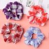 [Liquidación de temporada baja] accesorios para el cabello de gasa organza tela a cuadros anillo para el pelo de intestino grueso cuerda de pelo de margarita linda