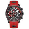 MINI FOCUS Reloj Casual Simple para Hombre Cuarzo de Seis Agujas Tres Ojos Calendario Luminoso Resistente al Agua Correa de Silicona 0350G