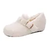 Sapatos estilo Birkenstock femininos com aumento de altura oculto e forro de fleece, novo estilo de inverno 2026, calçados quentes para exterior, pantufas de pelo, slip-on, sapatos de algodão em formato de feijão