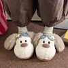 Lindas Pantuflas de Algodón con Perrito de Peluche para Mujer, Suela Gruesa, Forradas de Felpa, Tacto Suave, Corazón Femenino, Pantuflas de Peluche, Calientes en Invierno