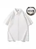 Camisa de Manga Corta de Algodón Puro Estilo Americano para Hombre, Algodón Cepillado, Engrosada, Oversize, Camisa Casual para Hombre, Corte Holgado, Talla Grande, Estilo Holgado