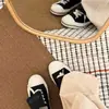 Estilo Coreano~Diseño de Parches de Lino con Tapa Abatible, Transpirables, de Encaje para Uso Diario, Suela Plana, Zapatillas Casuales de Moda Retro, Zapatos Blancos