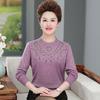 Suéter de lana de color sólido para otoño e invierno para personas de mediana edad y ancianos, suéter de mujer para madre de mediana edad, camisa básica de punto de talla grande