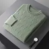 Suéter de Lana para Hombre para Otoño e Invierno, Suéter Jacquard de Cuello Redondo, Capa Interior Casual Holgada, Suéter de Cashmere Tejido para Negocios, Camiseta de Capa Base
