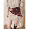 Cinturón de bufanda roja de seda estilo étnico para mujer, bufanda cuadrada vintage para combinar con faldas, accesorio para la cintura, bufanda decorativa para la cintura, accesorio de corbata para el cuello
