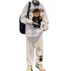 Traje Waffley para hombre, primavera y otoño, informal, holgado, de talla grande, pantalones deportivos, pantalones deportivos de moda, conjunto de dos piezas