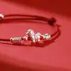 2026 Ano do Cavalo do Zodíaco Fio Vermelho 999 Pulseira de Estilo Chinês Novo Tendência Nacional para Mulheres, Presente de Luxo Leve de Nicho