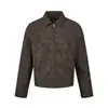"Chaqueta de Cuero Texturizado" Otoño/Invierno Retro Estilo Tranquilo Para Ir al Trabajo Casual Cremallera Solapa Corta PU Chaqueta Top