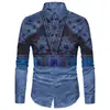 Camisa Casual de Manga Larga para Hombre Estilo Vaquero Transfronteriza 2025 Retro Impresión 3D Talla Grande Holgada Cárdigan