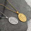 Collar Colgante Ovalado de Acero Inoxidable Vintage con Alas de Ángel Transfronterizo, Chapado en Oro al Vacío, No se Desvanece, en Stock al por Mayor