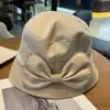 Sombrero de Pescador Patchwork de Lino para Mujer Primavera y Verano con Lazo Estilo Japonés, Elegante Estilo Diosa, Circunferencia de Cabeza Grande, Sombrero de Pescador con Protección Solar