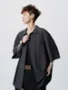 Camisa de Manga Corta Desestructurada Estilo Americano de Ropa de Trabajo para Hombre, Camisa Holgada de Marca Moderna de Verano, Chaqueta Cardigan Retro de Calle