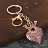 Llavero de Corona de Amor Incrustada de Diamantes de Nueva Moda Transfronterizo Exquisitos Regalos Pequeños Colgante Metálico para Bolso Venta al Por Mayor