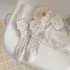 Calcetines Apilados con Borde de Encaje de Lunares Estilo Miu para Mujer, Estilo Delgado Transpirable Primavera y Verano, Calcetines de Media Pantorrilla Estilo Ballet Dulce