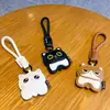 Llavero Colgante Creativo de Gato en Cuero PU Lindo Colgante de Muñeca para Pareja Llavero de Coche Bolsos Regalo Pequeño