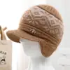 Llegada Nueva de Invierno Sombrero para Madre de Mediana Edad y Anciana Sombrero de Lana Grueso Acolchado con Terciopelo Tejido Sombrero para Ciclismo de Mujer Resistente al Viento Protección contra el Frío Protección para los Oídos