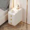 Mesa de noche inteligente para dormitorio de madera maciza de lujo ligero, uso doméstico moderno, gabinete de almacenamiento de mesita de noche ultraestrecho, pequeño, minimalista, estilo italiano