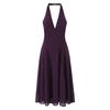 Vestido Sexy Francés Pure Lust con Espalda Descubierta y Halter para Mujer 2025 Verano Nuevo Estilo Elegante Cintura Adelgazante Look Falda Midi