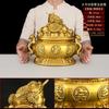 Tigela Tesouro de Cobre com Ornamento de Sapo Dourado de Três Pernas para Sala de Estar Decoração de Casa, Transferência de Riqueza e Cofre para Poupança