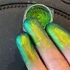 Polvo camaleón óptico destello ráfaga diy flujo cáñamo arte de uñas juguete sombra de ojos resaltador degradado pegamento de gota UV polvo de perla aurora