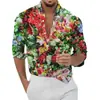 Camisa de Manga Larga de Moda Tendencia Estampado Digital 3D Nueva Primavera y Otoño Transfronteriza Aliexpress Fuente de Fábrica Estilo Coreano Corte Delgado