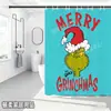 Bestseller transfronterizo de Amazon: Cortina de ducha verde del Grinch, cortina de ducha impermeable de pongee con estampado digital de dibujos animados