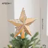 Ponteira de Árvore de Natal Estrela com Glitter e Pó Dourado para Novo Produto Transfronteiriço, Suprimentos de Decoração de Natal Estrela de Cinco Pontas Tridimensional de Alta Qualidade