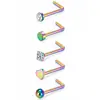 Atacado de mini piercings de nariz em forma de L transfronteiriços, estoque na Amazon aço inoxidável barra reta e curva acessórios de argolas para nariz em forma de coração