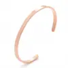 Pulsera abierta simple lisa en forma de C transfronteriza al por mayor, pulsera de acero inoxidable color oro rosa, estilo versátil ins europeo y americano para parejas