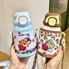 Copo Térmico Desenho Zootopia Infantil Portátil Antiderrapante Garrafa de Água com Canudo Garrafa Térmica a Vácuo