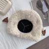 Nuevo Sombrero de Pescador de Lana de Cordero para Mujer, Versátil para Otoño e Invierno, Adelgazante de Rostro, Engrosado, Cálido, Sombrero de Cubo de Felpa, Moderno