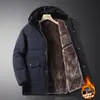 Ropa de algodón acolchada gruesa para hombre de mediana edad y ancianos para invierno con forro polar Chaqueta con capucha para hombre Informal versátil de longitud media Abrigo cálido de algodón acolchado