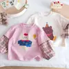 Camiseta para Niñas para Primavera y Otoño 2026, Nuevo Estilo para Niños Pequeños, Top de Manga Larga de Dibujos Animados con Diseño de Dos Piezas Falsas, Atuendo de Otoño para Bebés Niñas
