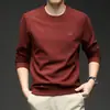 Sudadera para hombre con seda de morera y lana de oveja, nuevo modelo primavera y otoño 2026, camiseta básica casual de negocios de alta calidad con cuello redondo