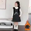 Conjunto de Vestido de Ano Novo para Meninas Tamanhos Médio e Grande 2026 Doce Menina Estilo Coreano Conjunto de Renda com Tule Tamanhos Médio e Grande