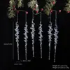 Decoraciones navideñas transfronterizas, adornos de carámbanos transparentes estilo nórdico, colgantes de carámbanos de cristal blanco para árboles de Navidad