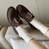 Mocasines de Piel Genuina para Mujer, Nuevo Modelo 2026, Punta Redonda, Hebilla Metálica, Zapatos de Piel sin Cordones, Tacón Medio, Planos Estilo Universitario para Mujer