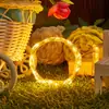 Luzes de Fio de Cobre LED Luz Piscante Cordão de Luzes Cordão de Luzes de Fio de Cobre Caixa de Bateria Artesanato de Planta Verde Simulada Luz Tira de Luz Decorativa Luz de Estrela