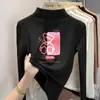 Ropa interior térmica para niñas de otoño e invierno, camiseta térmica de forro polar de doble cara, camiseta de manga larga, camisa de otoño de cuello semi-alto para niñas pequeñas