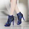 Zapatos de Mujer Rose Nuevas Sandalias de Malla Transpirable para Mujer Primavera y Otoño Verano Sandalias Boca de Pez Cremallera Tacón de Aguja Tacones Altos Combinan con Todo