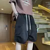 Calças Cargo Casuais de Verão Americanas de Rua com Personalidade, Múltiplos Bolsos, para Homens Jovens, Versáteis, Largas, Esportivas, de Cinco Pontos