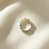 Anillo de Perla Estilo Francés para Mujer, Anillo Retro de Moda, Diseño Único de Nicho, Anillo para Dedo Índice con Cuerda Elástica Ajustable
