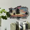 Pegatinas de Pared Estéreo 3D con Vista al Mar Transfronterizas para Sala de Estar y Dormitorio, Revestimiento y Decoración de Paredes, Pegatinas de Póster, PVC Autoadhesivo